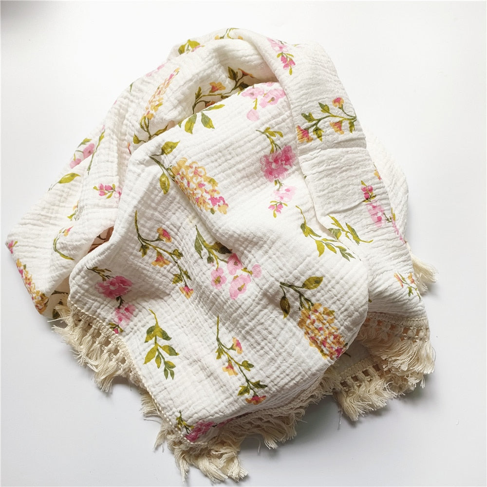 Cotton Tasselled Swaddling Blanket