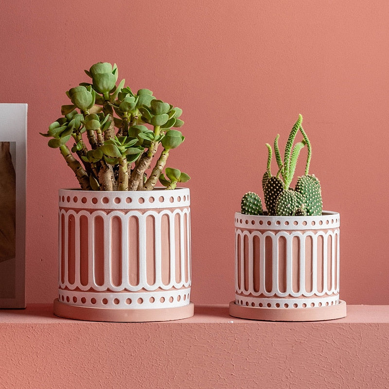 Painted Boho Ceramic Planter