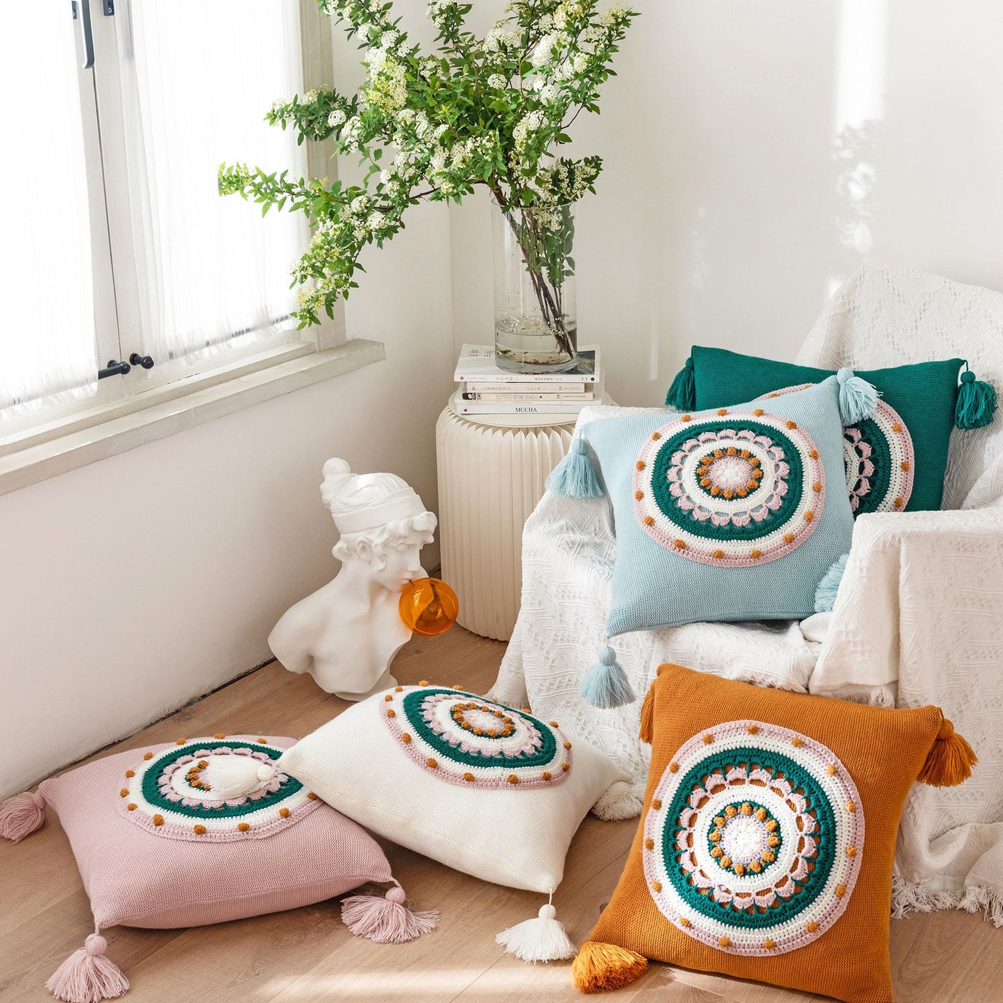 Embroidered Boho Throw Cushion