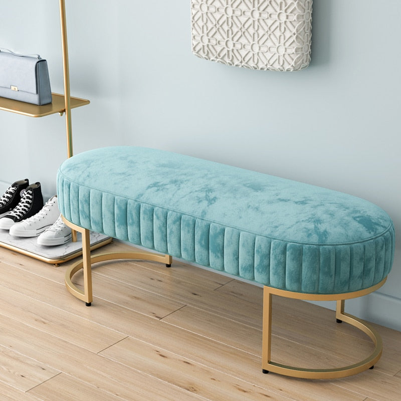 Textured Velvet Entryway Bench