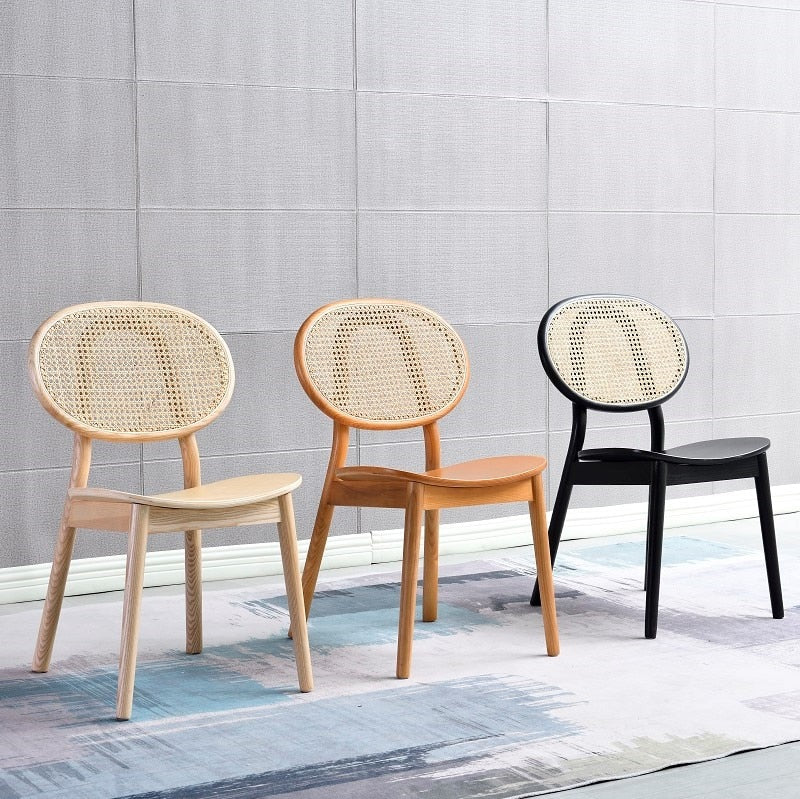 Wood & Rattan Dining Chair