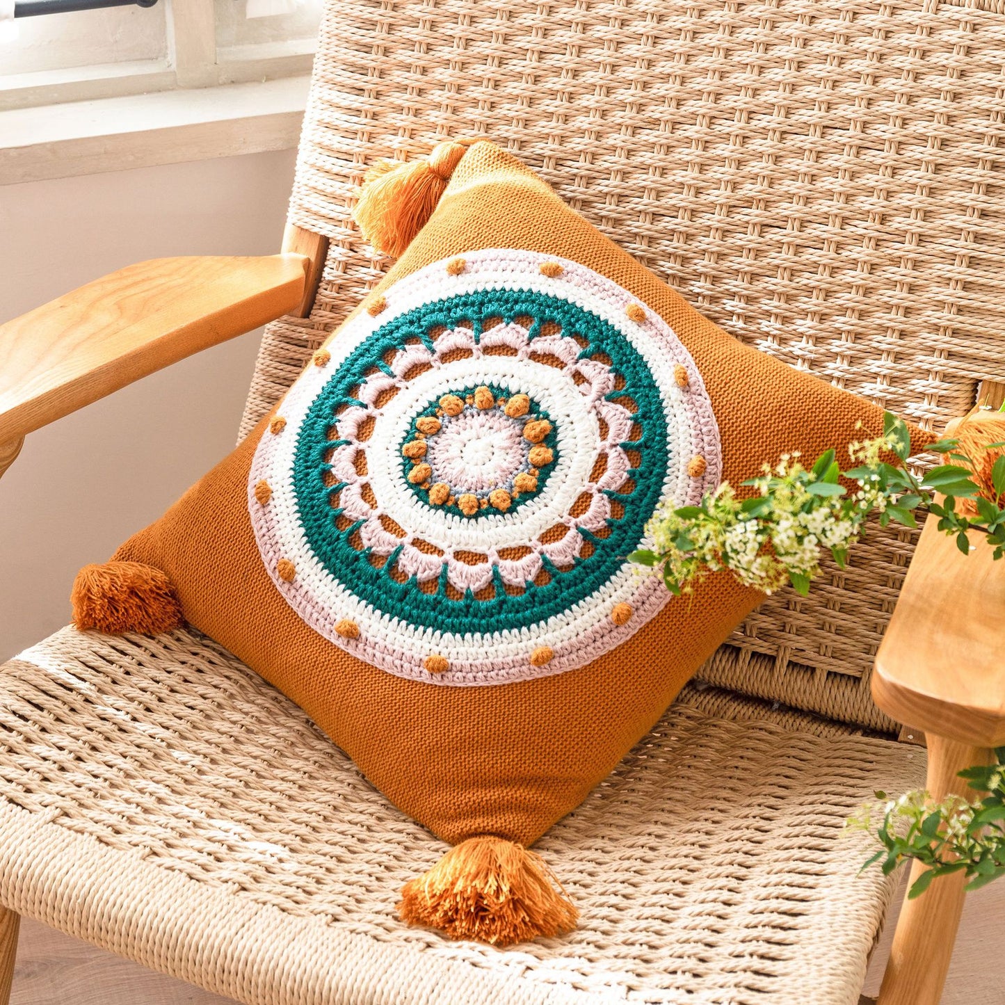 Embroidered Boho Throw Cushion