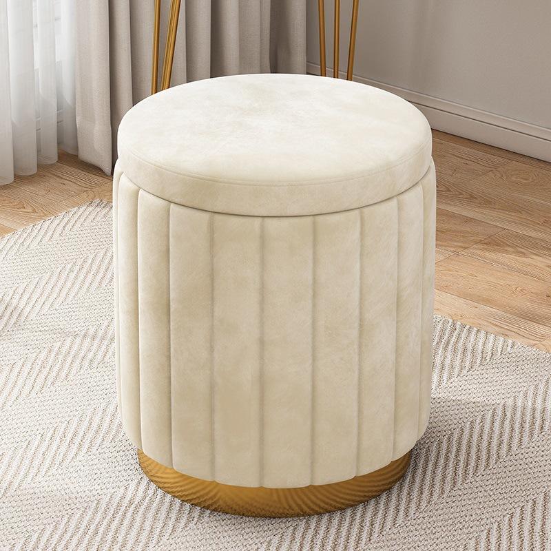 Velvet Ribbed Storage Ottoman