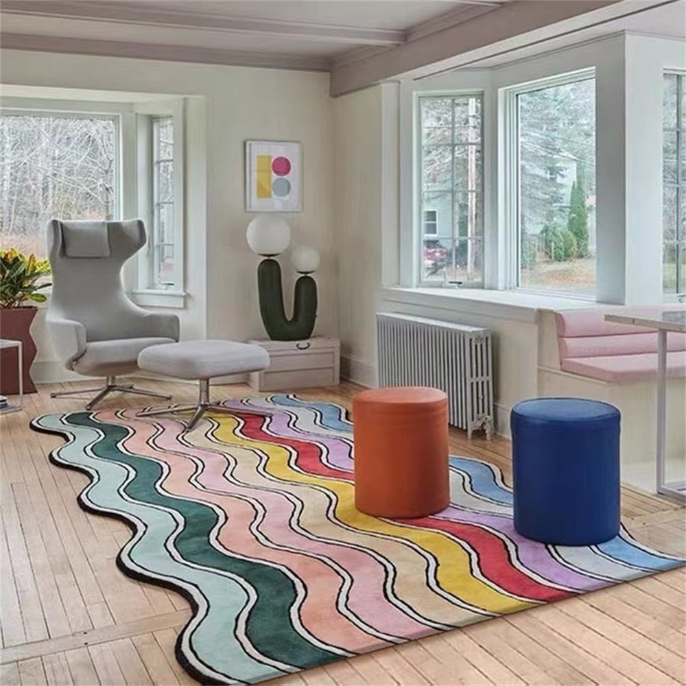 Eclectic Wavy Rainbow Rug