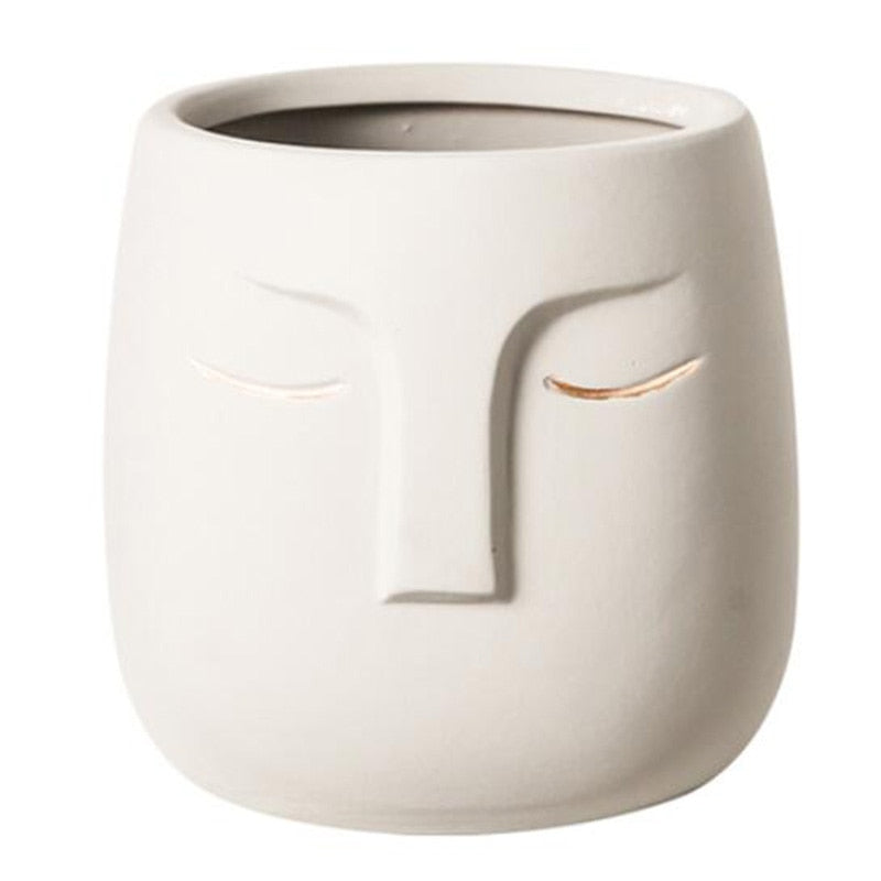 Sculptural Faces Ceramic Planter