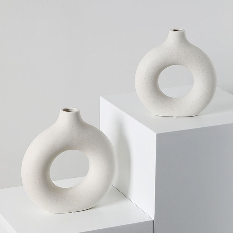 Minimalist Ceramic Donut Vase