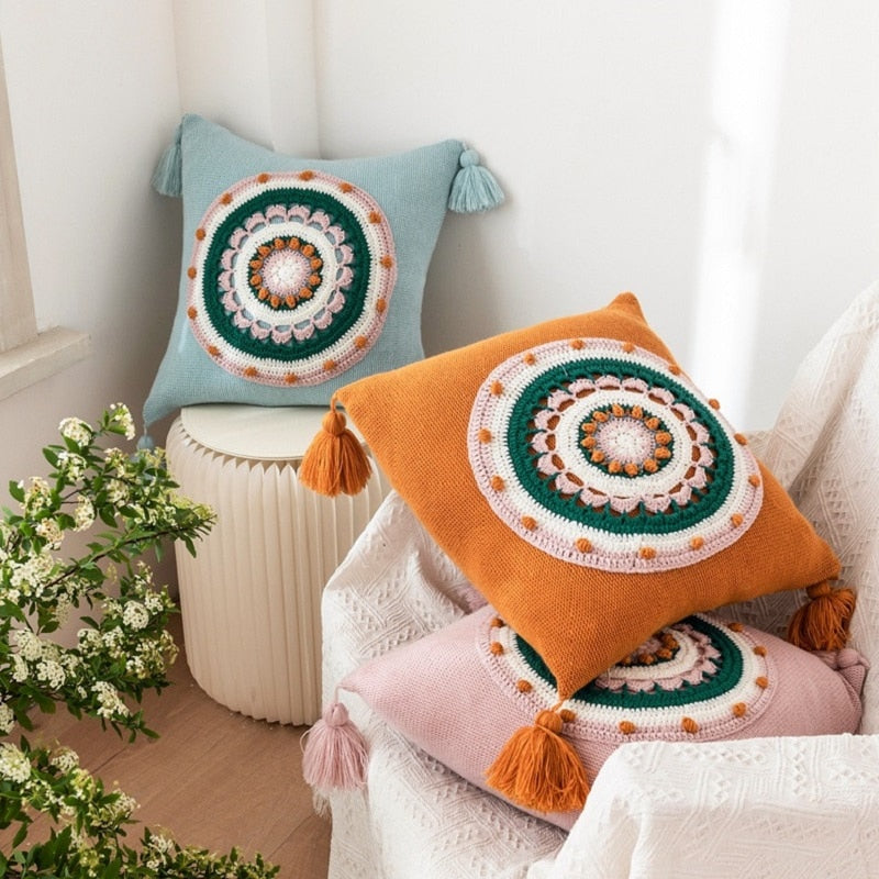 Embroidered Boho Throw Cushion