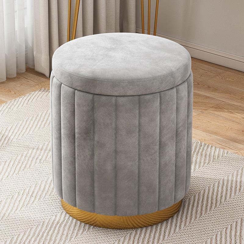 Velvet Ribbed Storage Ottoman