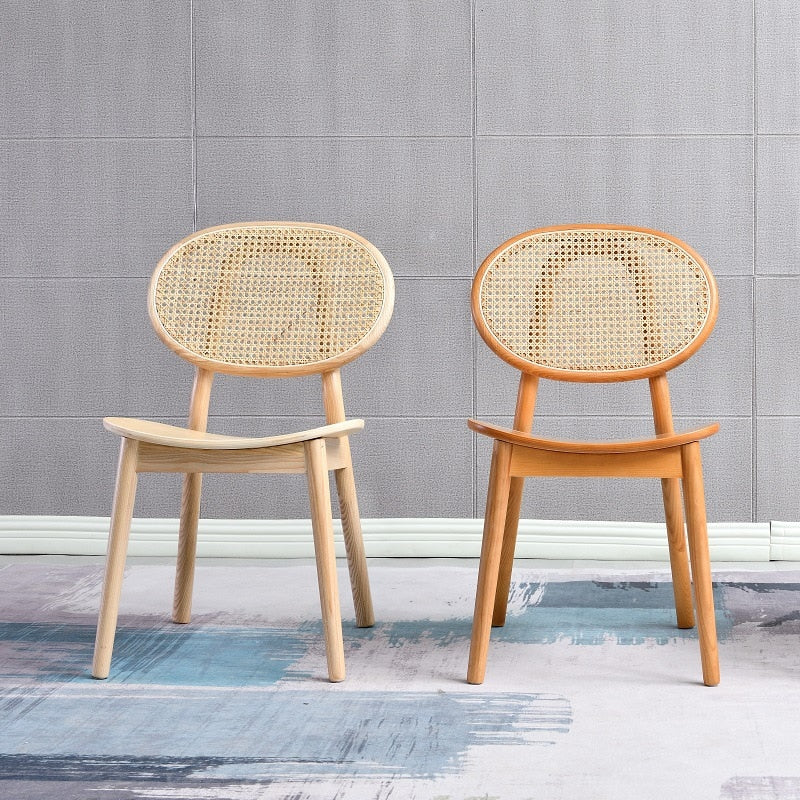 Wood & Rattan Dining Chair