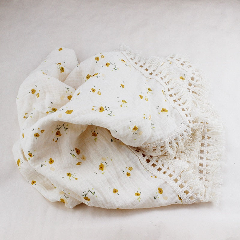 Cotton Tasselled Swaddling Blanket