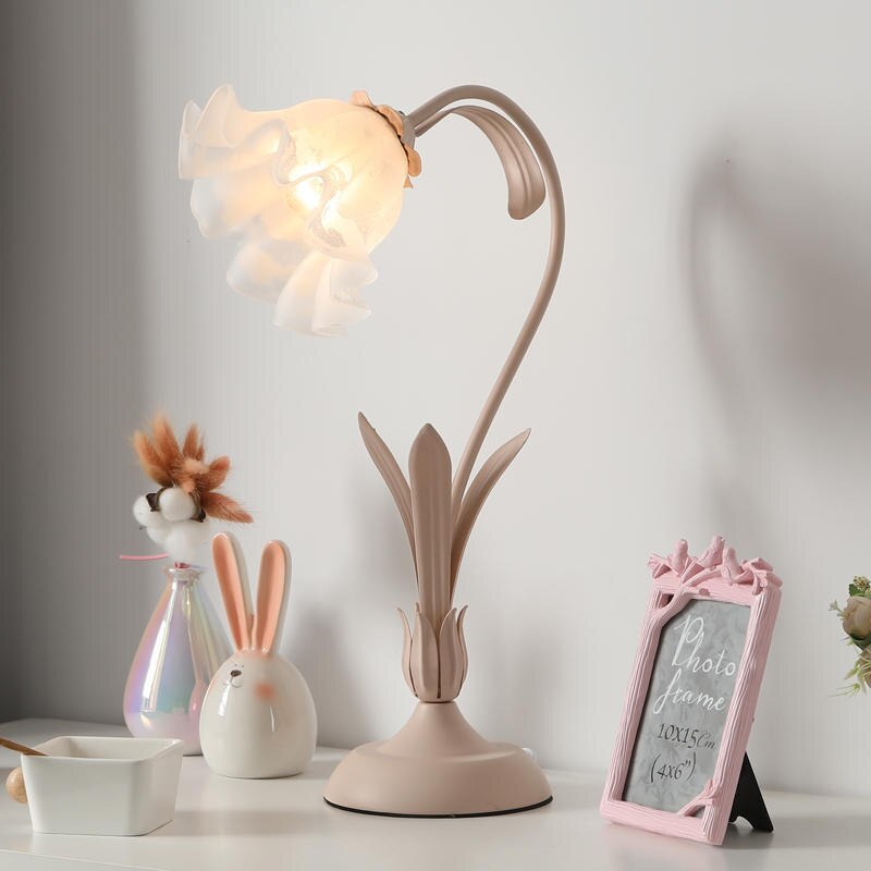 Glass & Iron Flower Lamp