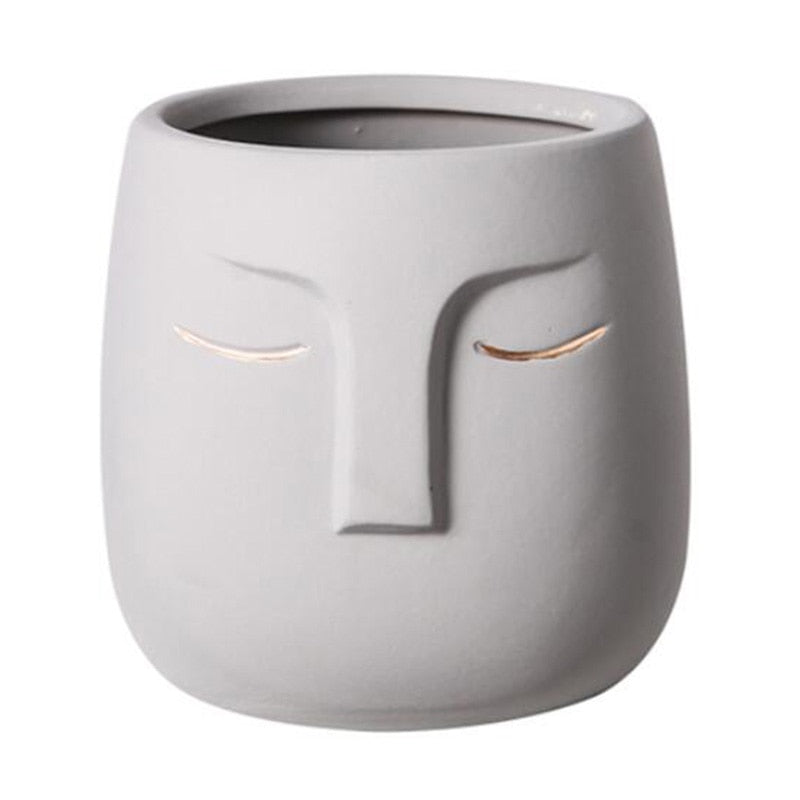 Sculptural Faces Ceramic Planter