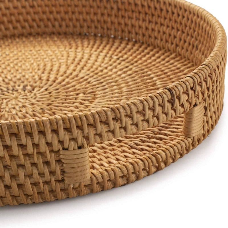 Organic Round Rattan Tray