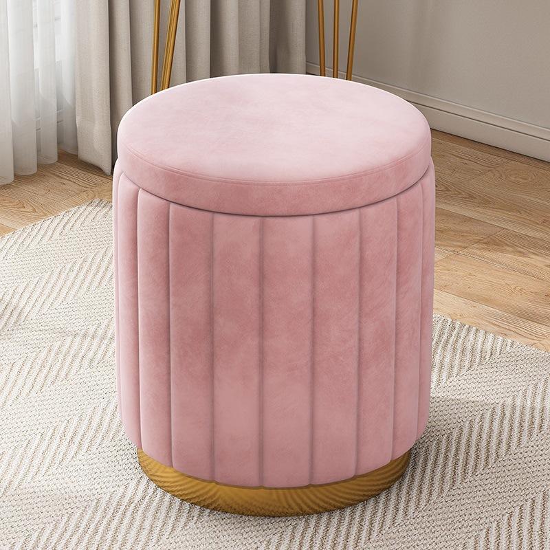 Velvet Ribbed Storage Ottoman