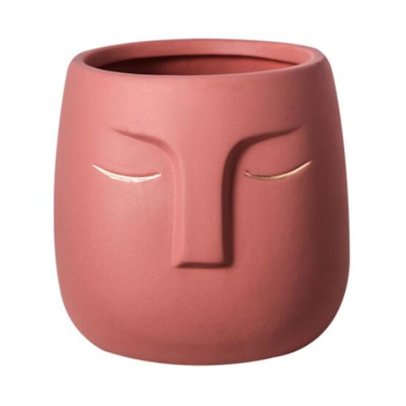 Sculptural Faces Ceramic Planter