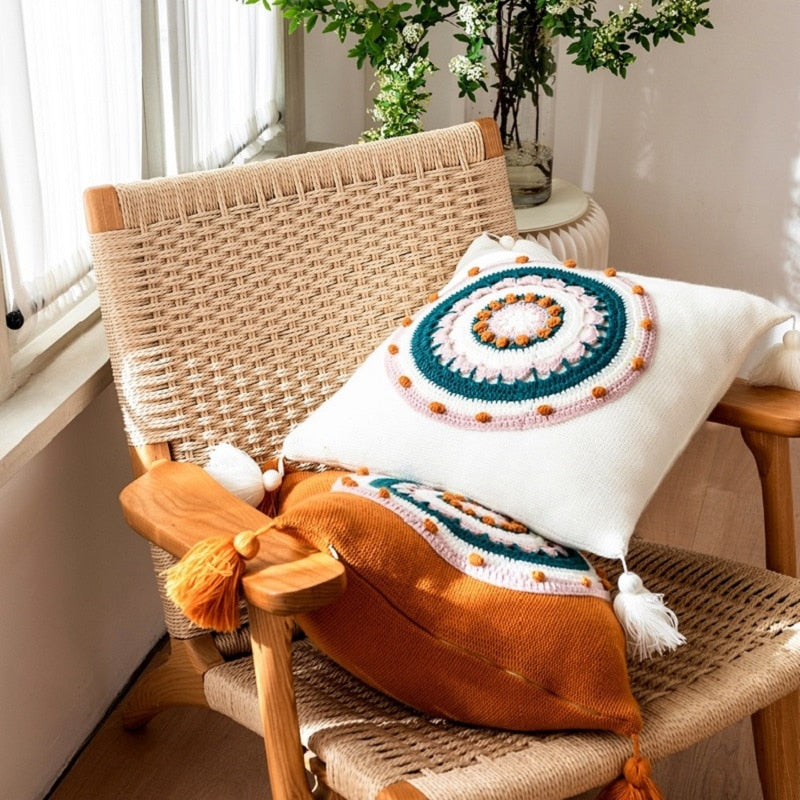 Embroidered Boho Throw Cushion