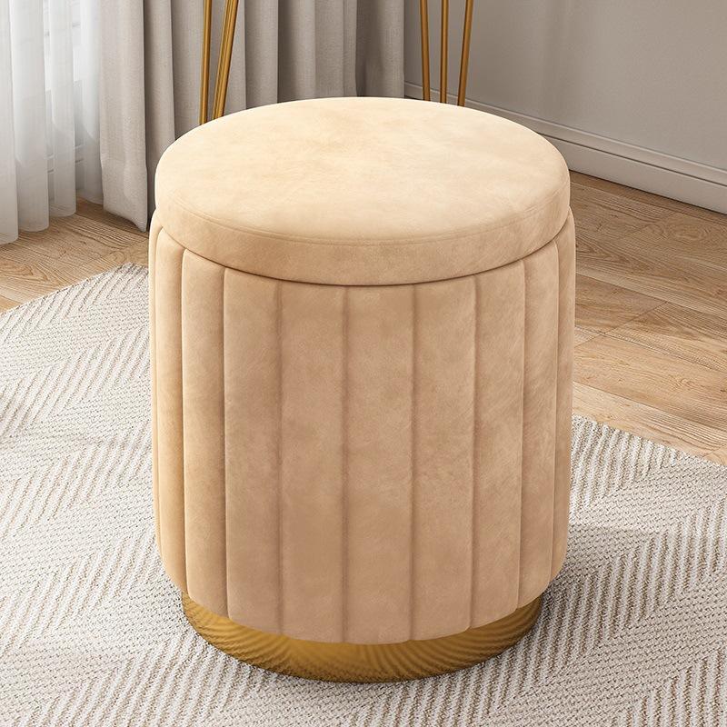 Velvet Ribbed Storage Ottoman