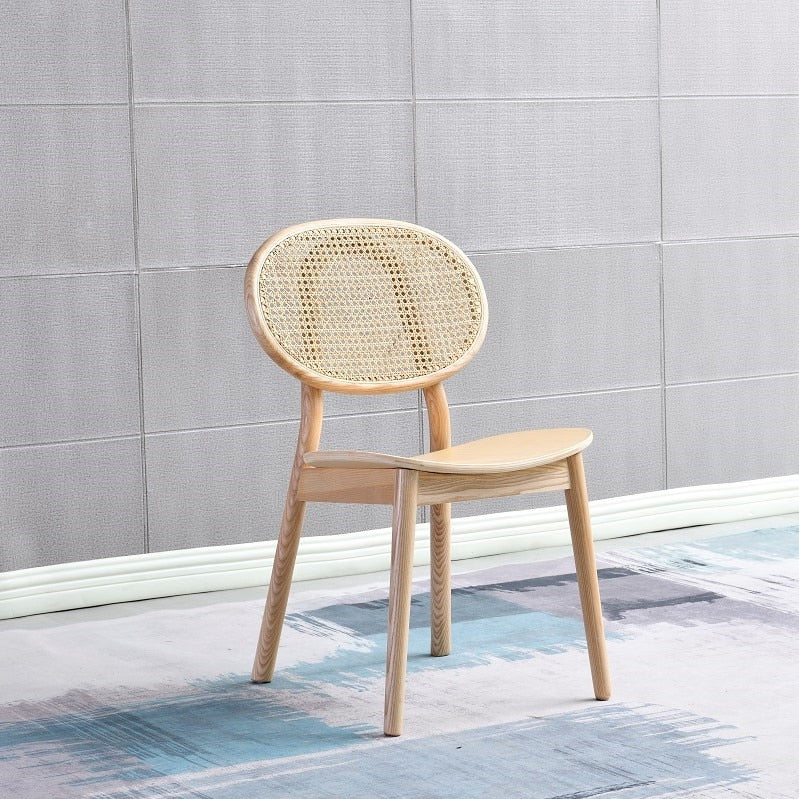 Wood & Rattan Dining Chair