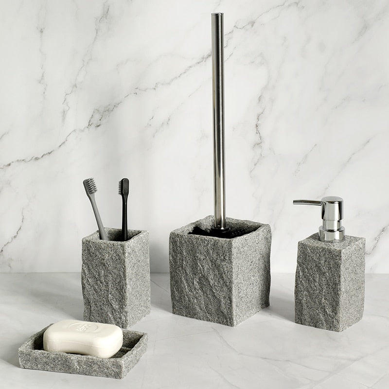 Carved Stone Bathroom Set