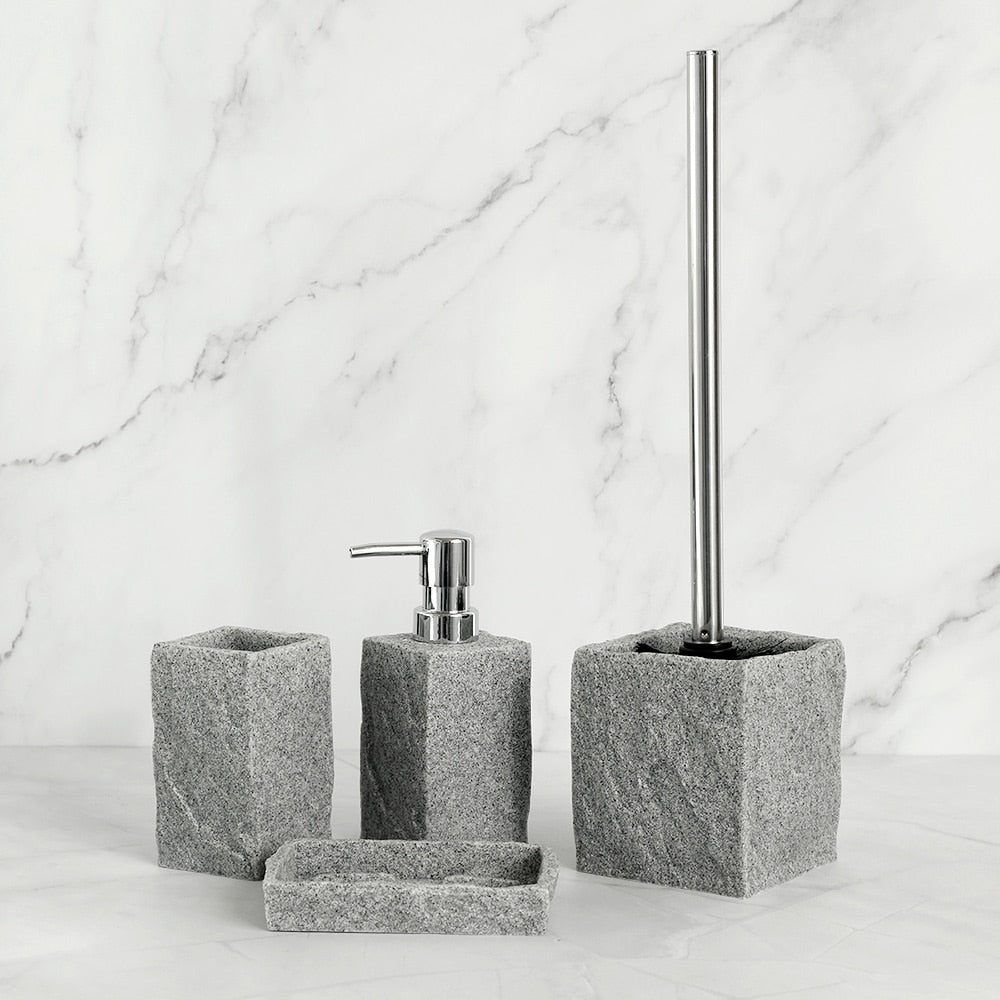 Carved Stone Bathroom Set