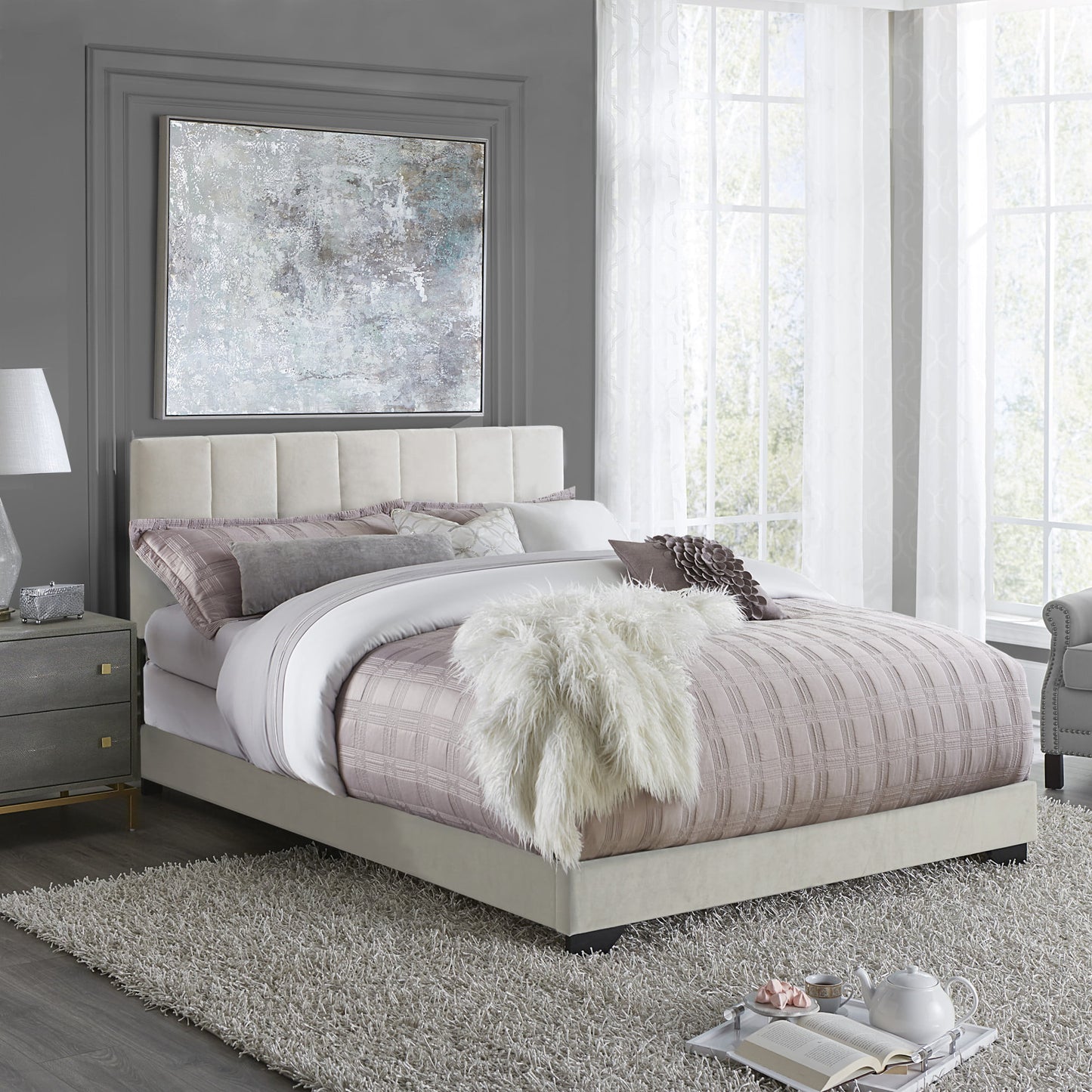 Chanel Velvet Upholstered Bed