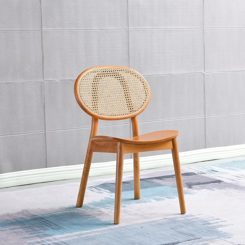 Wood & Rattan Dining Chair