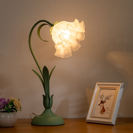 Glass & Iron Flower Lamp