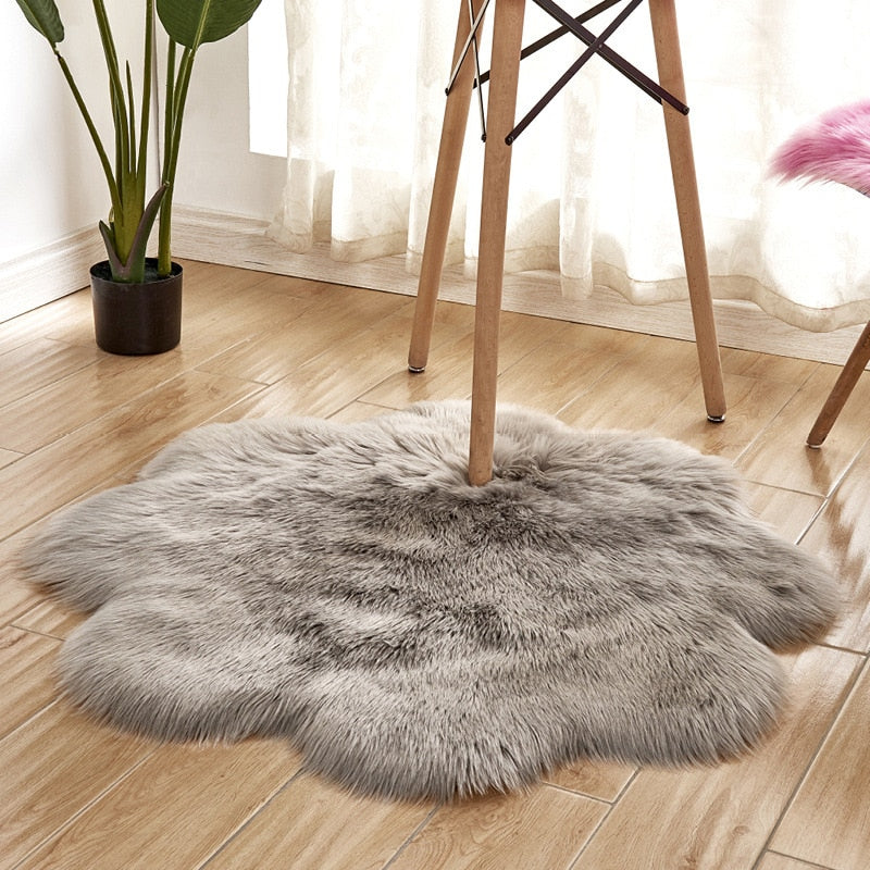 Faux Fur Flower Rug