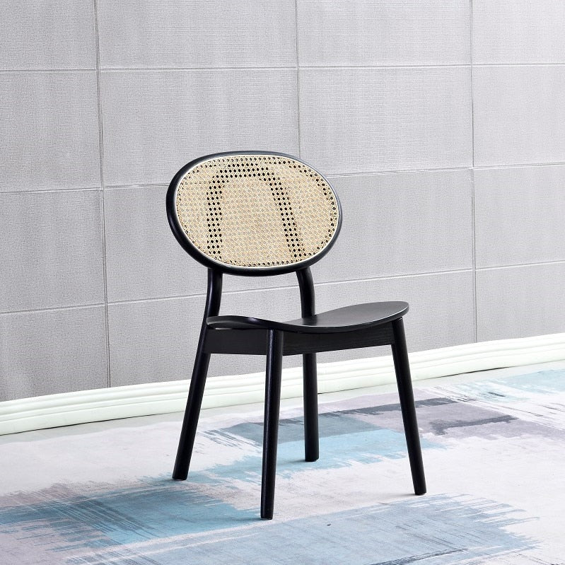 Wood & Rattan Dining Chair