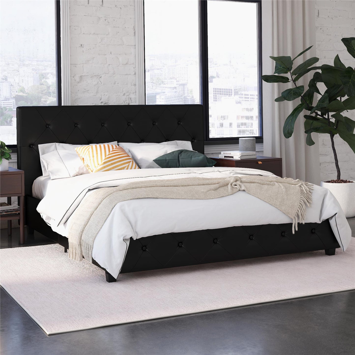 Dakota Leather Upholstered Bed