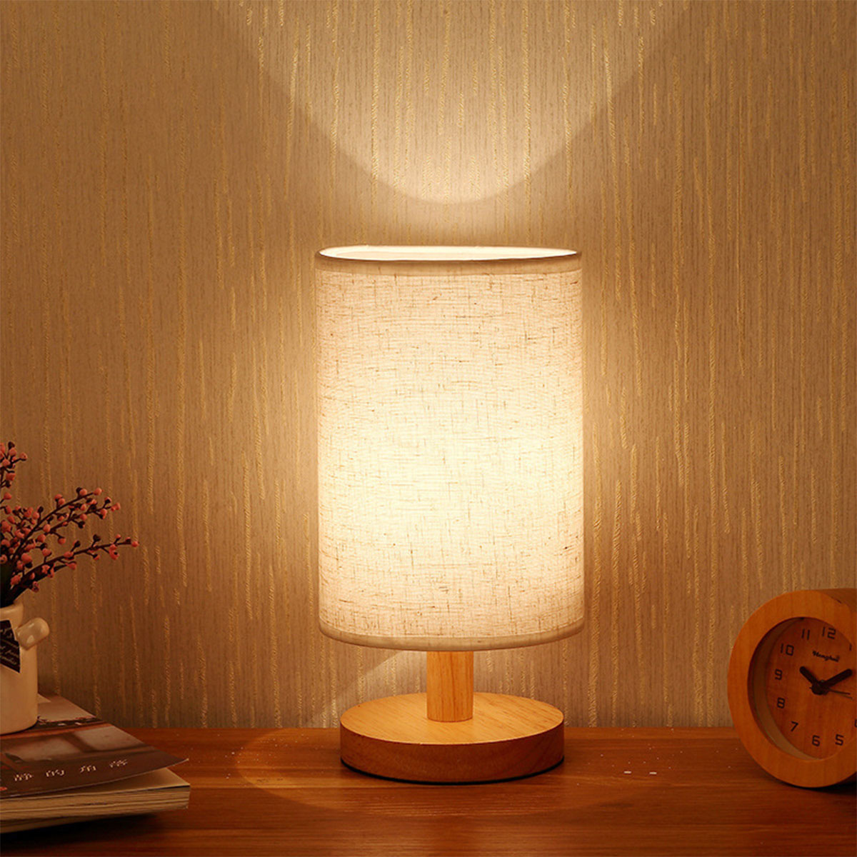 Oak & Linen Bedside Lamp