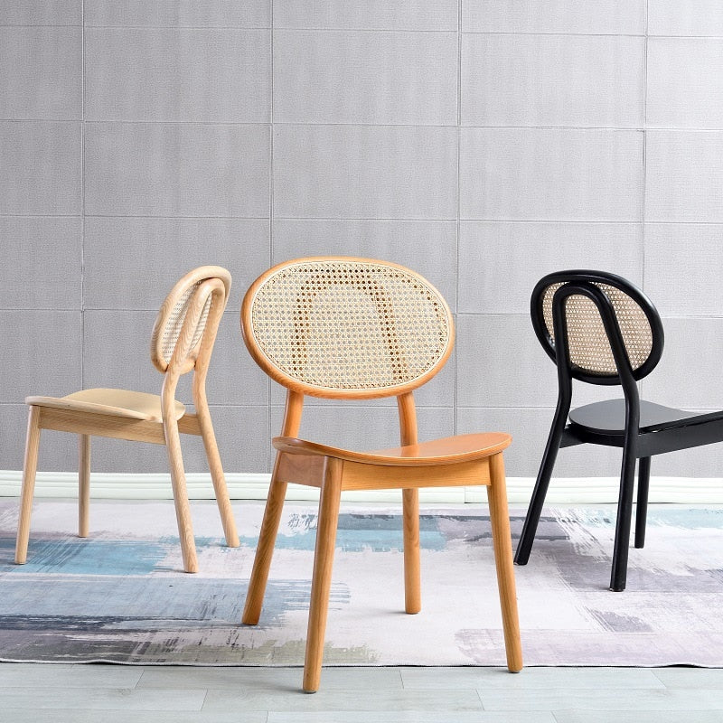 Wood & Rattan Dining Chair