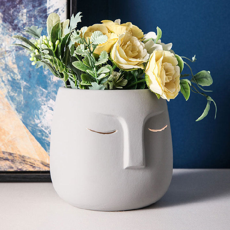 Sculptural Faces Ceramic Planter