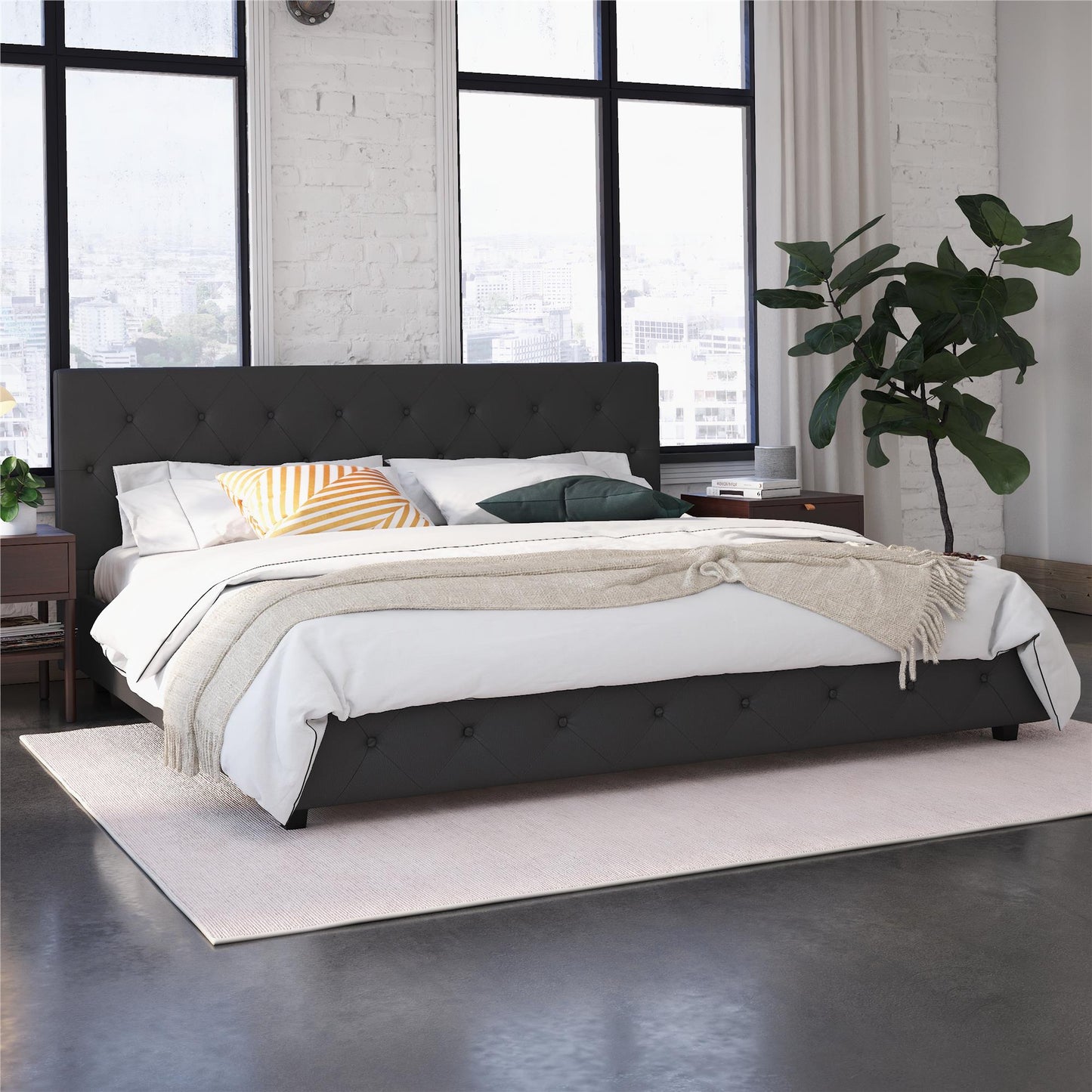 Dakota Leather Upholstered Bed