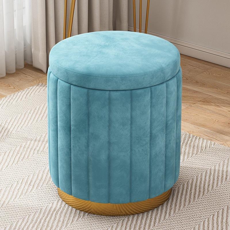 Velvet Ribbed Storage Ottoman