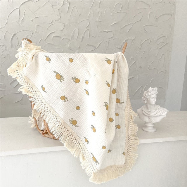 Cotton Tasselled Swaddling Blanket