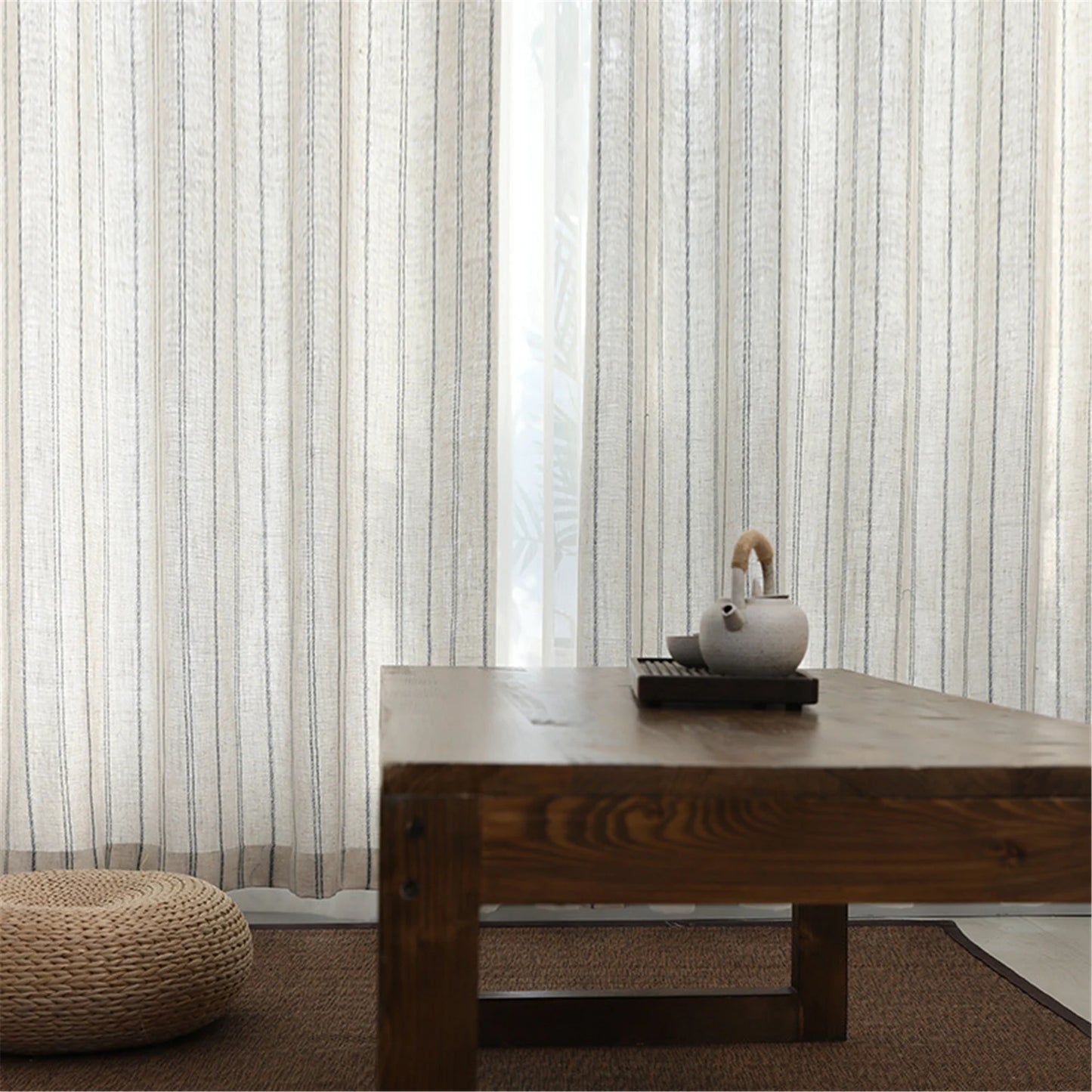 Mini-Stripe Hemp Curtains