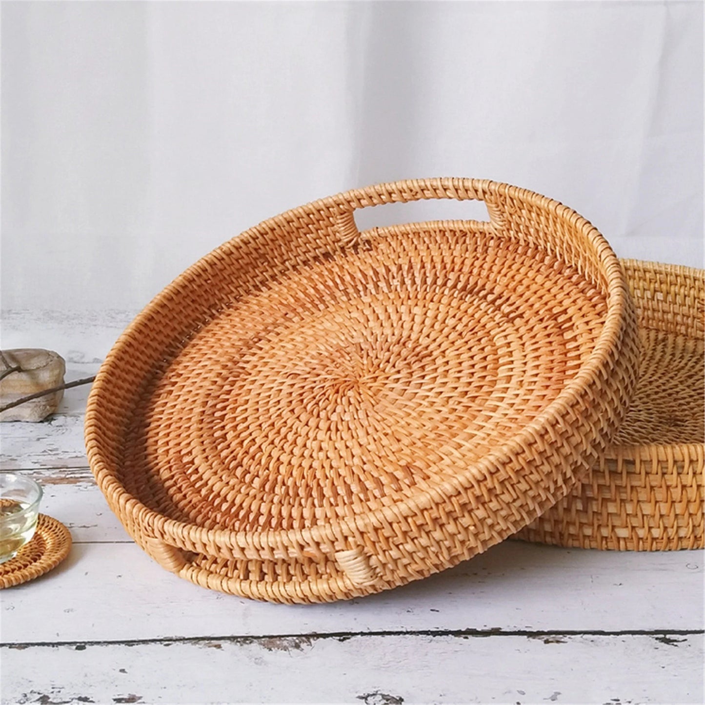 Organic Round Rattan Tray