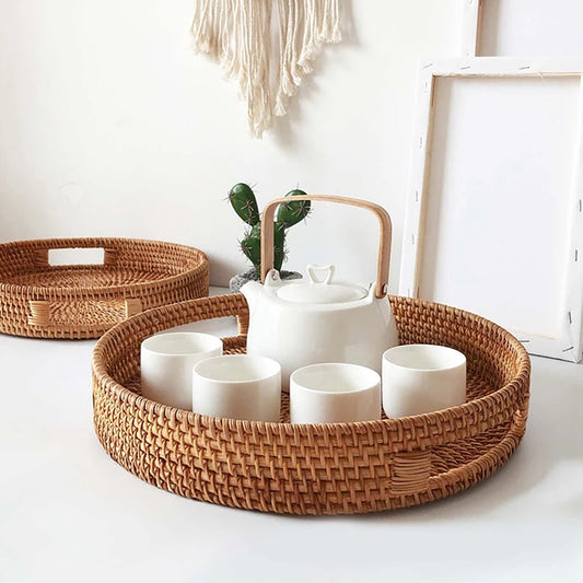 Organic Round Rattan Tray