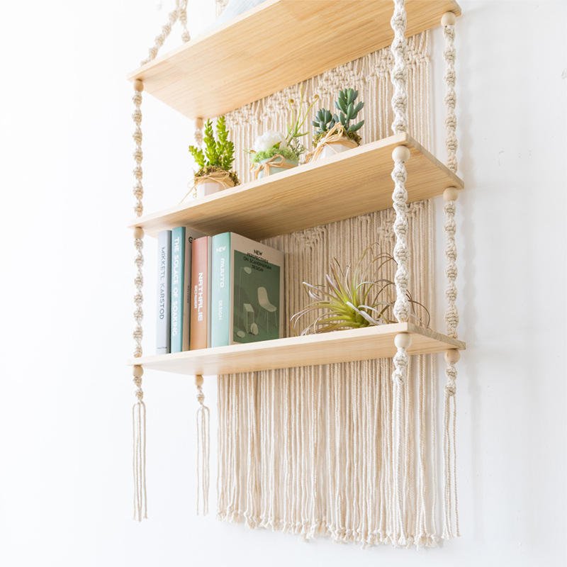 macrame plant shelf