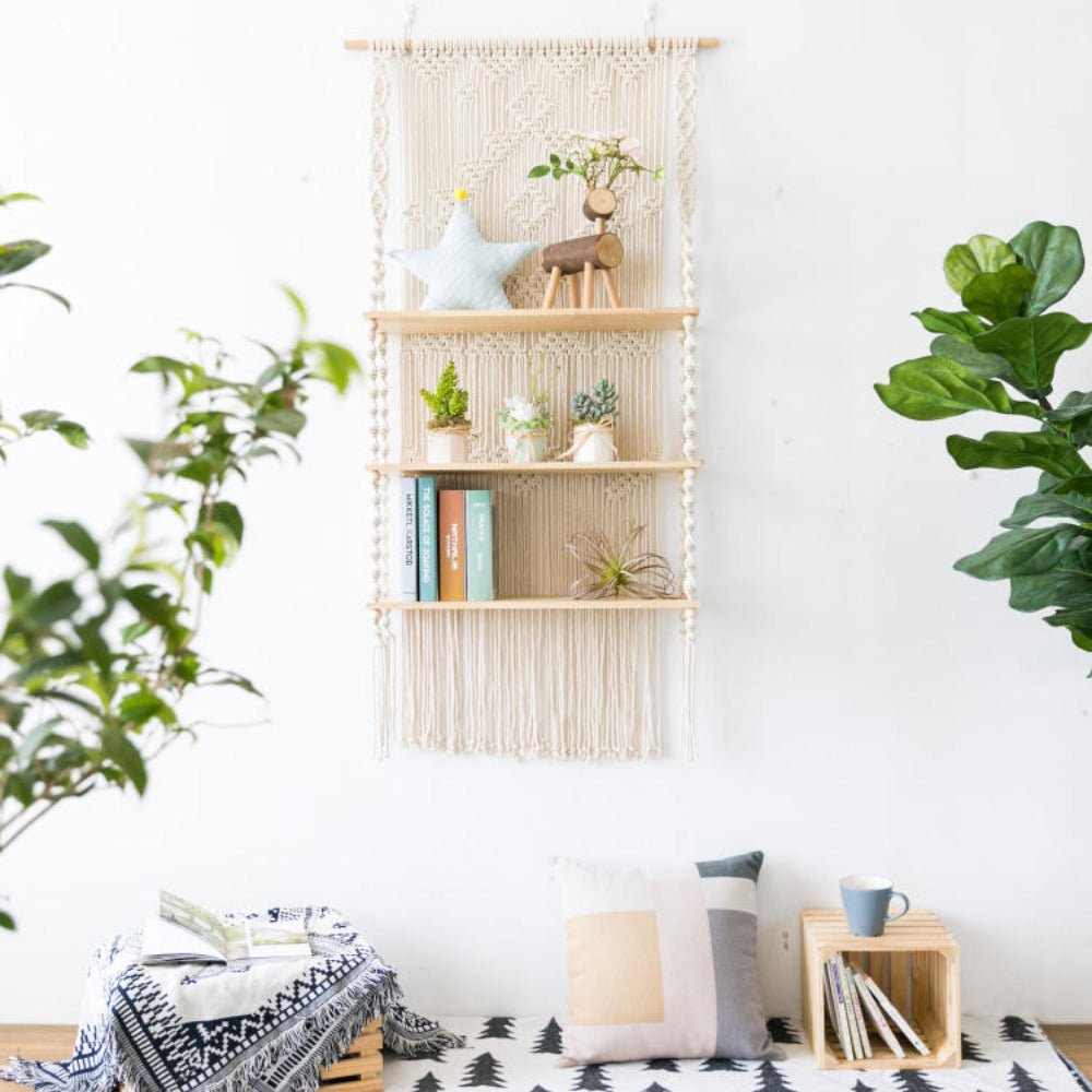 macrame bookshelf